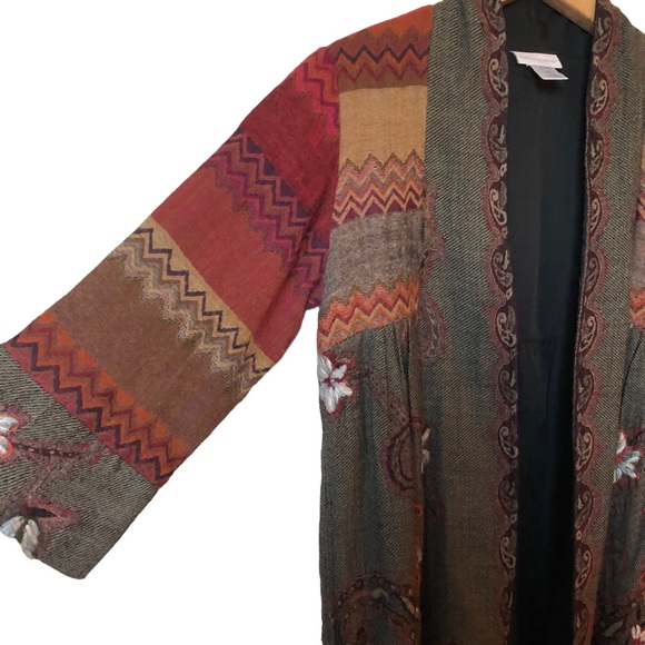 Soft Surroundings Izmir Wool Patchwork Floral embroidered Cardigan Jacke… - Picture 6 of 12